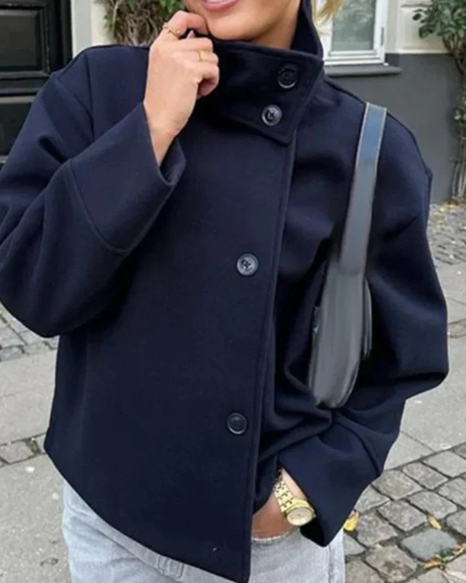Women's high neck coat, view 1
