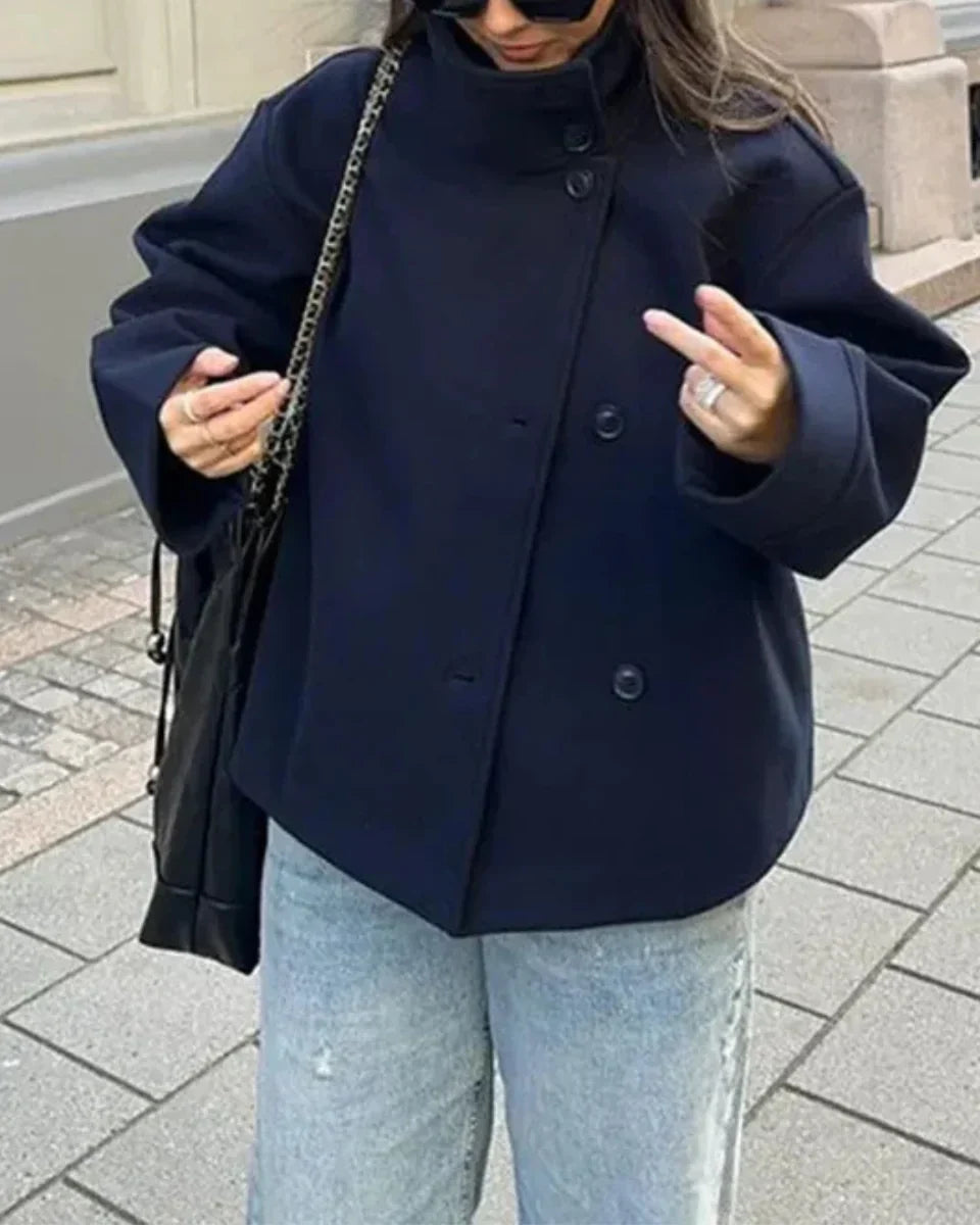 Women's high neck coat, view 2