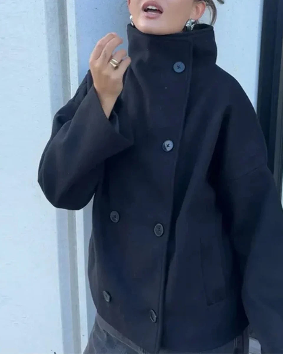 Women's high neck coat, view 3