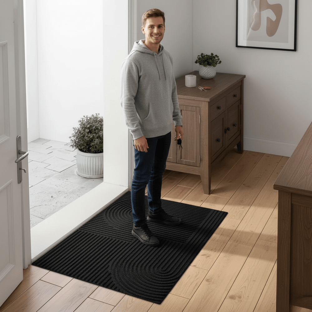 **AQUARAY Washable Wave Pattern Entry Mat - Highly Absorbent & Durable Door Mat for Home & Office**