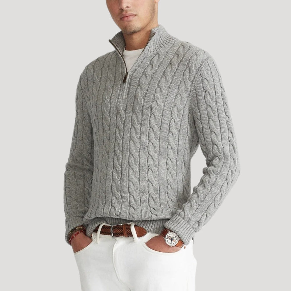 Men's cable-knit cardigan, view 1