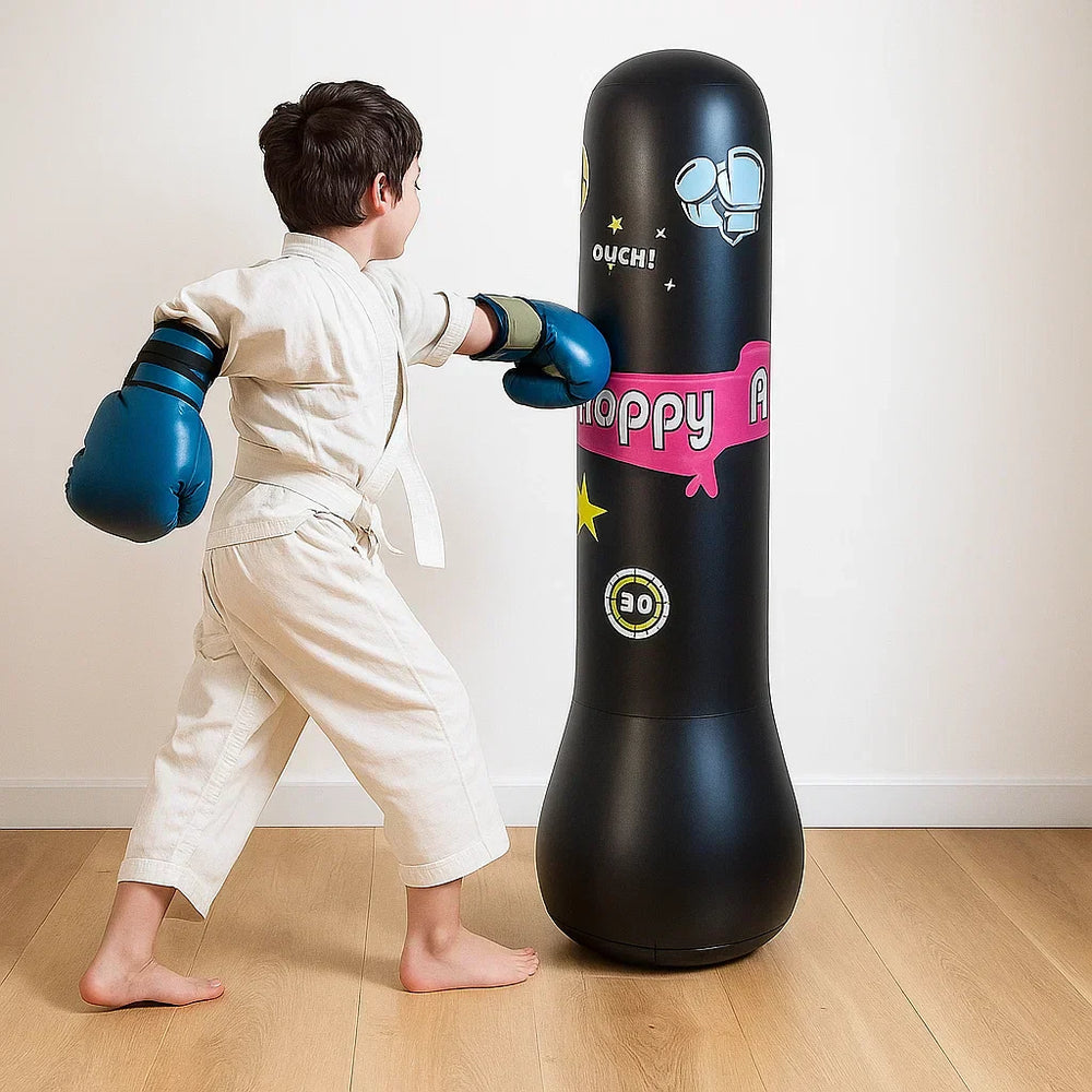 Inflatable Kids Punching Bag – 120cm, PU Leather & Includes Boxing Gloves