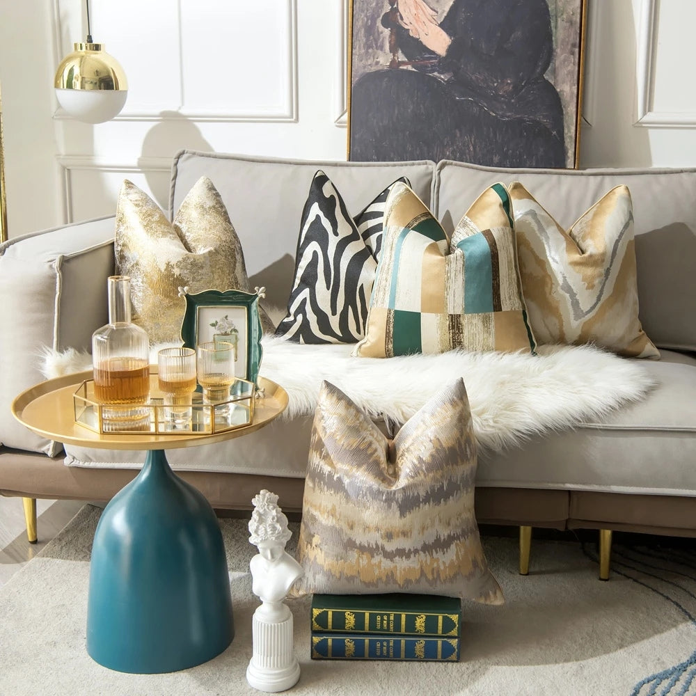 Auric Gilded Luxury Cushion Cover - Elegant Decorative Pillowcase for Home Décor | Premium Quality Fabric & Stylish Design