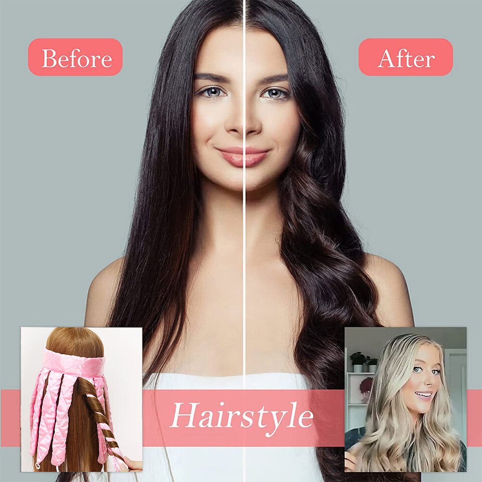 Heatless Curling Headband – Satin, Overnight Curls & 2 Hair Ties