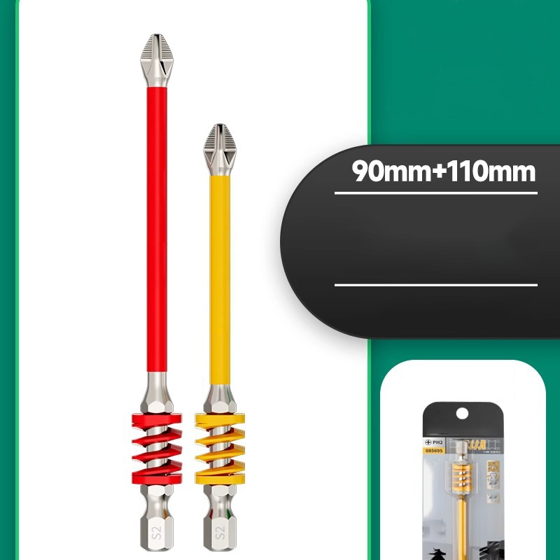 Magnetic Screwdriver Bit Set – S2 Alloy Steel, Anti-Slip Phillips Tip & 65/90/110mm Lengths