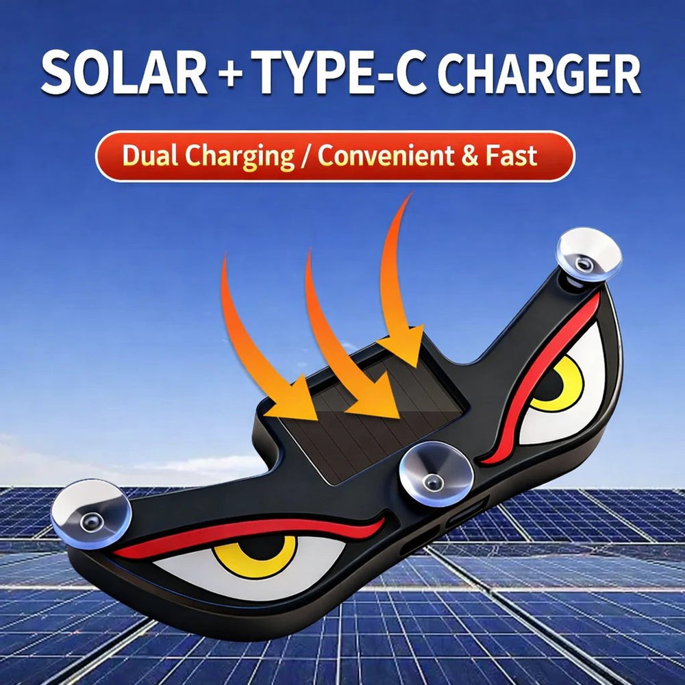 Solar LED Car Window Lights – Wireless, Adhesive Mount & Glowing Eye Design