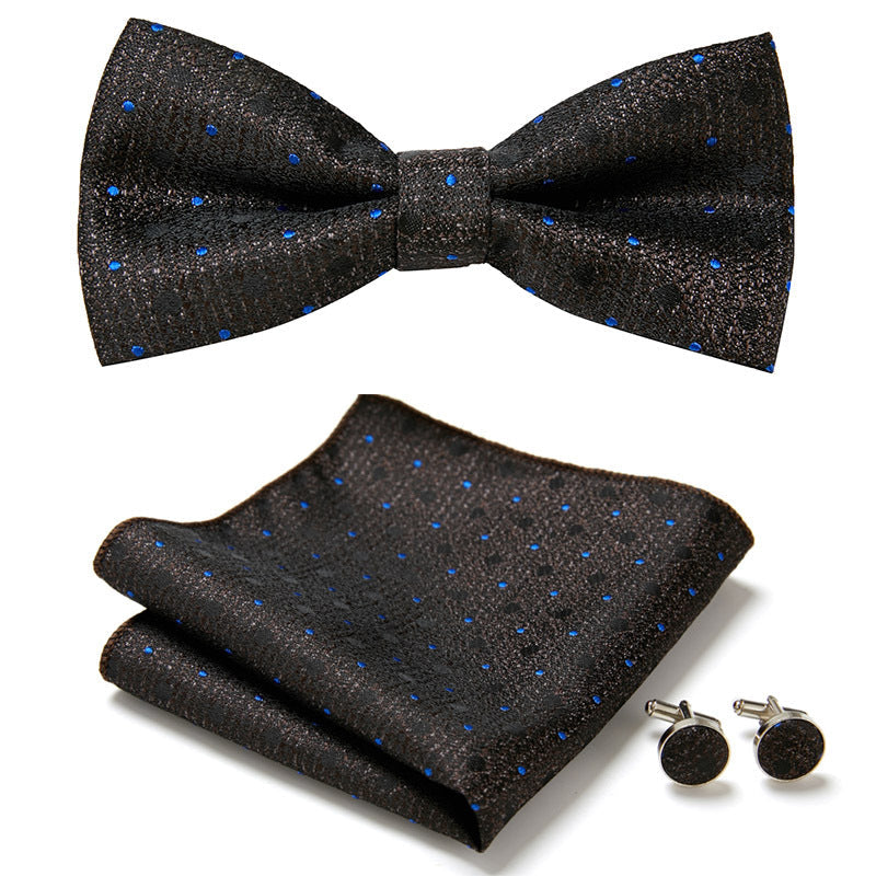 Men's Bow Tie Set – Pocket Square & Cufflinks, Polyester & 36 Designs