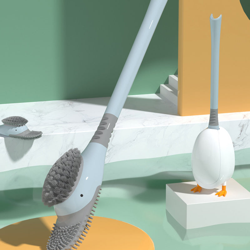Toilet Brush with Holder – 360° Soft TPR Head, Long Handle & Wall-Mountable Base
