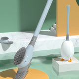Toilet Brush with Holder – 360° Soft TPR Head, Long Handle & Wall-Mountable Base
