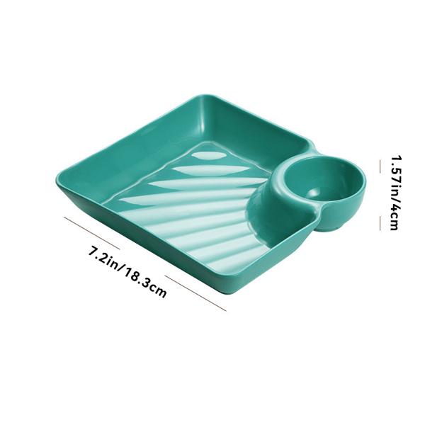 Enhanced Product Title: "Dip-Teller mit Integriertem Soßenfach – Perfekt für Sauberes Genießen ohne Kleckern" 

This title maintains the original product's key features while adding keywords that improve searchability and appeal.