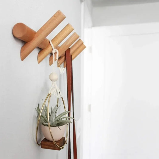 Wall Rack – Solid Oak Wood, Wall-Mounted Design & Multi-Peg Coat Storage
