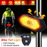 Bike Tail Light with Remote – Turn Signals, 120dB Horn, Waterproof & 900mAh USB Rechargeable