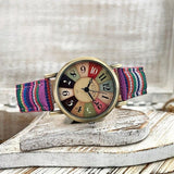 Watch with Multicolor Rainbow Pattern & Braided Band - Elyvra