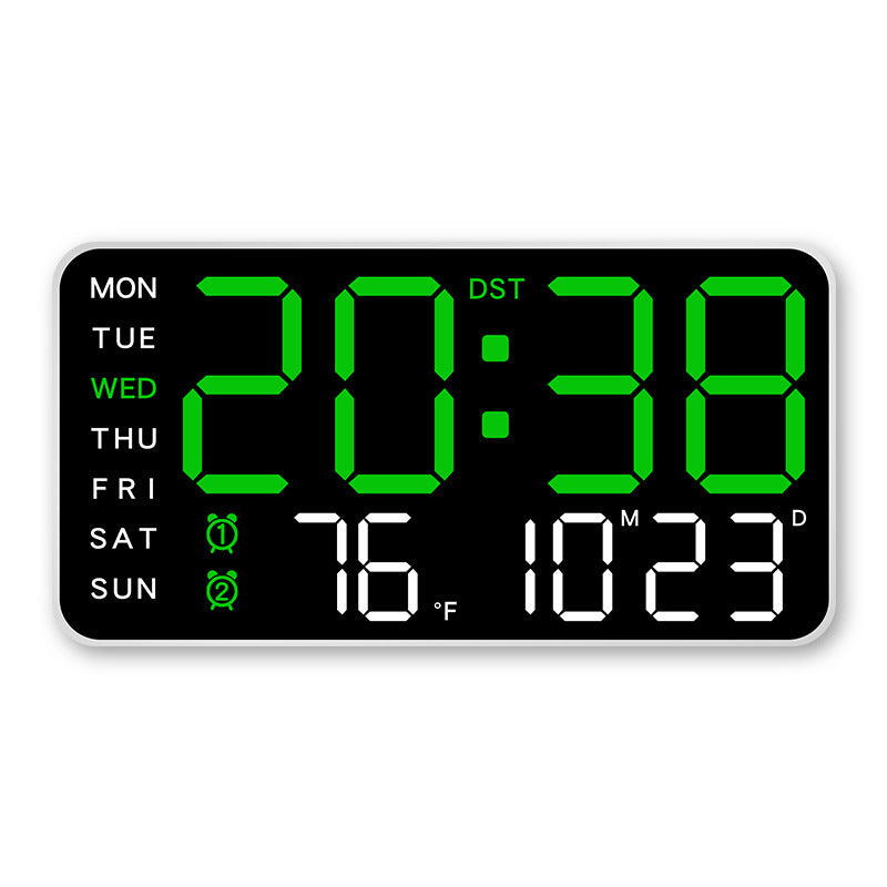 Digital LED Wall Clock – 21.5cm Display, Silent Operation & Time/Date/Temperature
