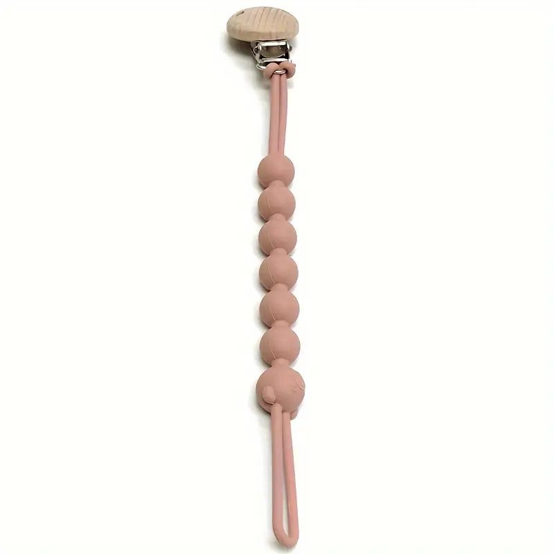 Silicone Pacifier Clip Chain – BPA-Free, Wooden Clip & Bear Design for Babies