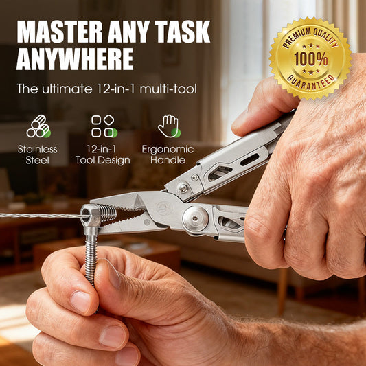 12-in-1 Multitool – 3Cr13 Stainless Steel, Pliers, Knife, Saw & Screwdriver