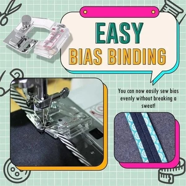 Adjustable Bias Binder Sewing Foot – 5–20mm, Snap-On & 2-Pack
