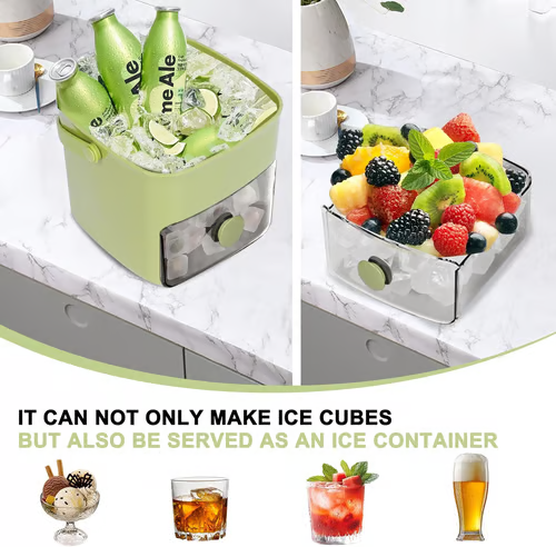 Ice Cube Tray with Lid & Storage Bin – Easy-Release, 48 Cubes, with Tongs