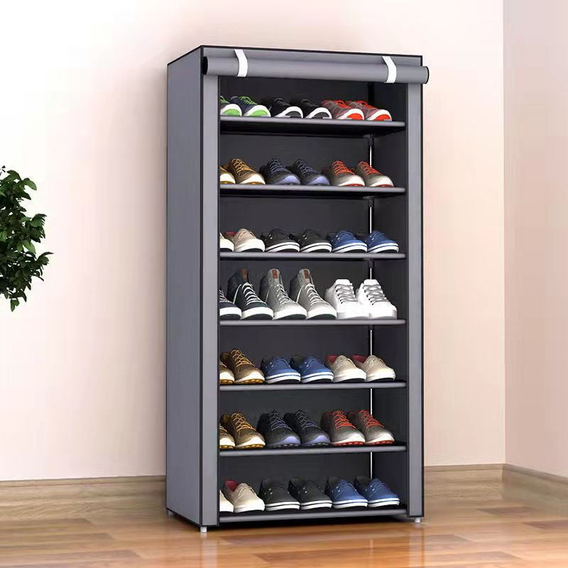 Optimized Product Title: **Stylish Fabric-Covered Shoe Cabinet with Sturdy Steel Frame – Available in 6 or 8 Tier Options for Maximum Storage**