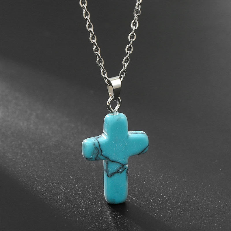 Seraphina Cross Necklace - Turquoise