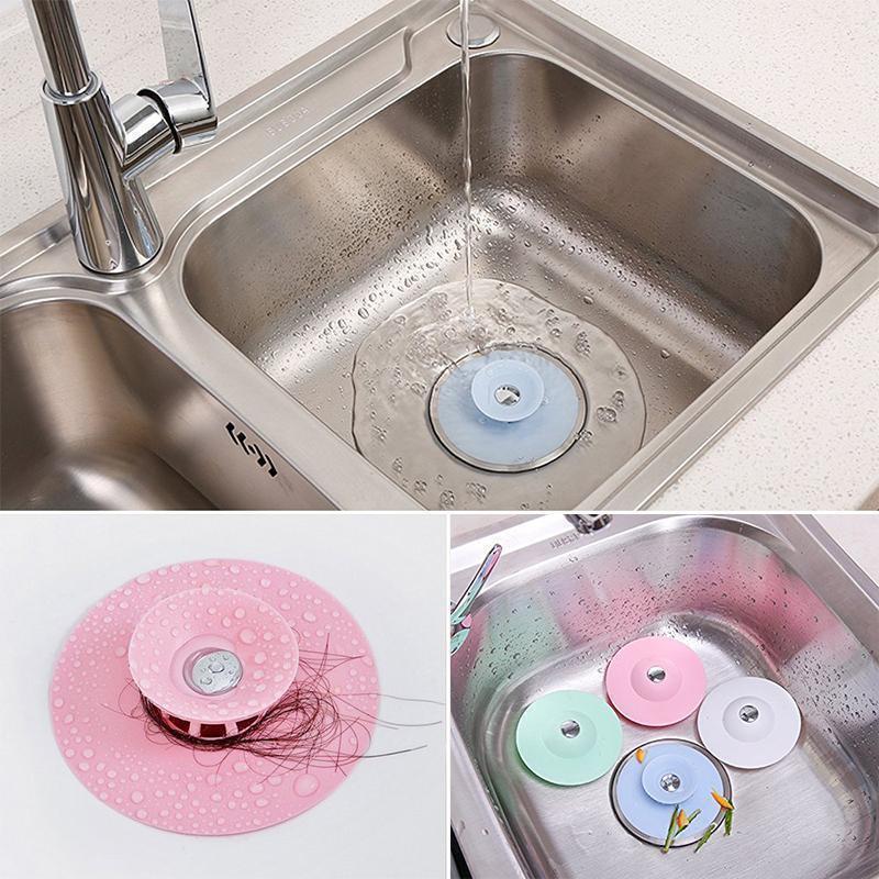 Drain Stopper with Hair Catcher – Push-Button, Silicone & Universal 4-5 cm Fit