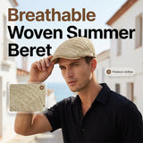 Men's Summer Flat Cap – Breathable Herringbone, Adjustable 55–59cm, UV Protection