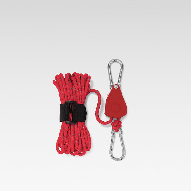 Tent Guy Line with Pulley System – 190kg Capacity, Reflective, Aluminum Alloy