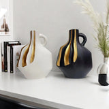 Modern Ceramic Vase | Black & White with Gold Accents – Luxury Tabletop & Mantelpiece Decoration