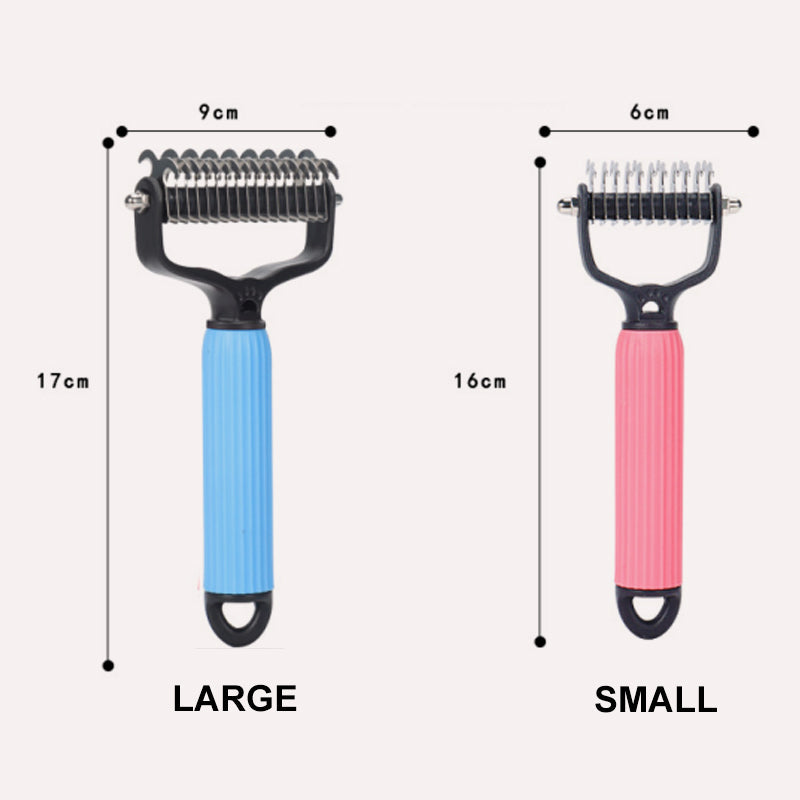 Pet Deshedding Brush – Double-Sided Safety Blades, Small & Large Sizes for Dogs & Cats
