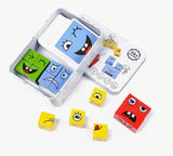 3D Wooden Face Puzzle – 16 Cubes, 64 Expression Cards & Bell
