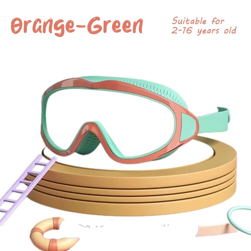 Kids Swim Goggles – Large Frame, 180° View, UV Protection, Anti-Fog, Ages 6–14
