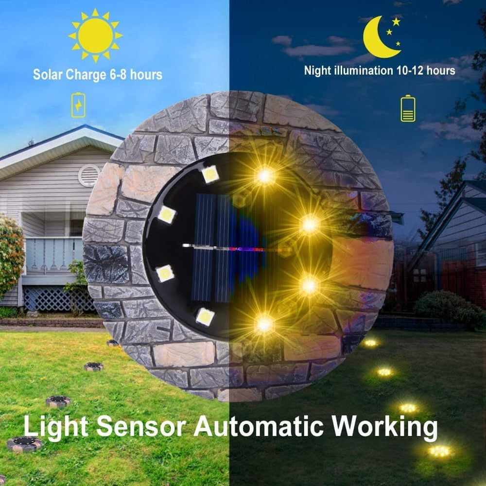 Solar Garden Pathway Lights – 12 LEDs, Warm White & Set of 8 with Ground Stakes