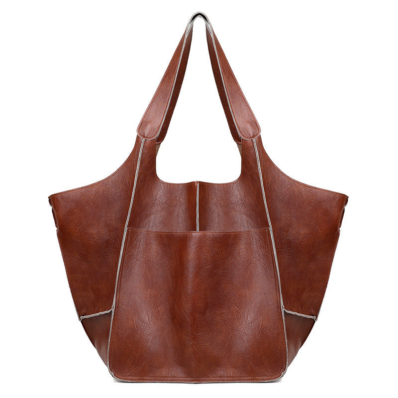 Unisex Leather Weekender Duffel Bag – PU Leather, 32×28×35cm & Adjustable Straps