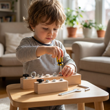 Holz Schraubbrett für Kinder – 8 verschiedene Befestiger für kreatives Lernen und Spiel