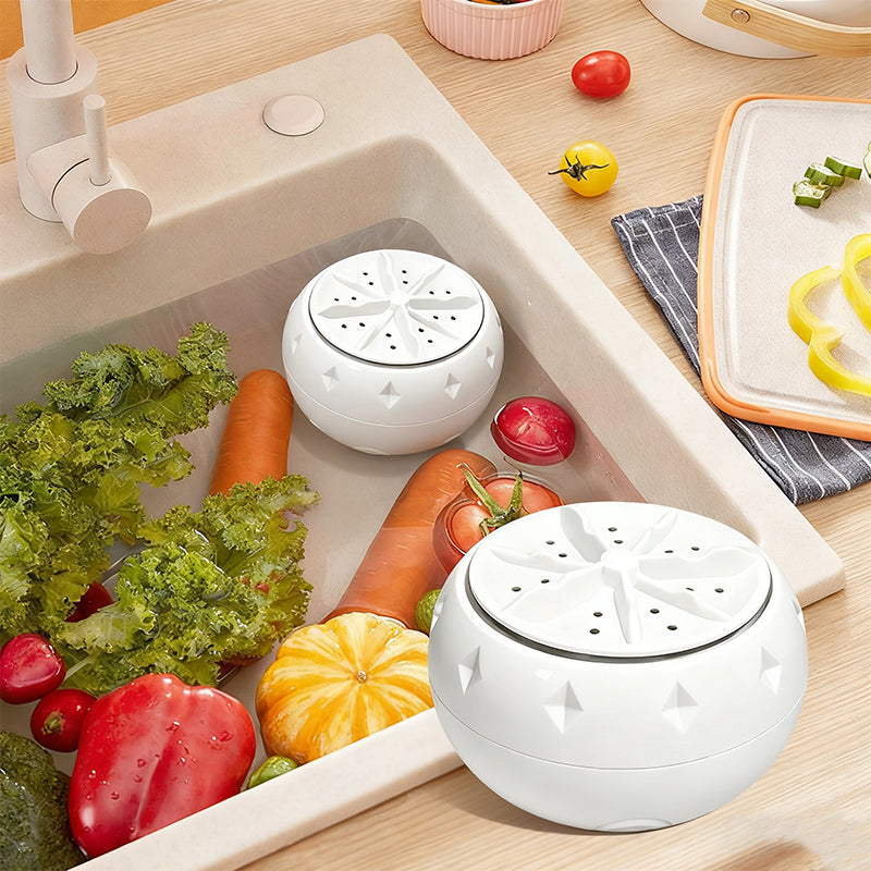 Vegetable Washer – USB Swirl Technology, Waterproof & Compact 10×7cm
