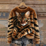 Optimized Product Title: "Gemütlicher Plüsch-Sweatshirt mit Tiger- und Tabby-Kätzchen-Design – Weiches, Warmes Damenoberteil für Tierliebhaber" 

This title includes relevant keywords while emphasizing comfort and target audience.