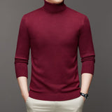 Men's Classic Knit Turtleneck Sweater with Ribbed Neck and Hem