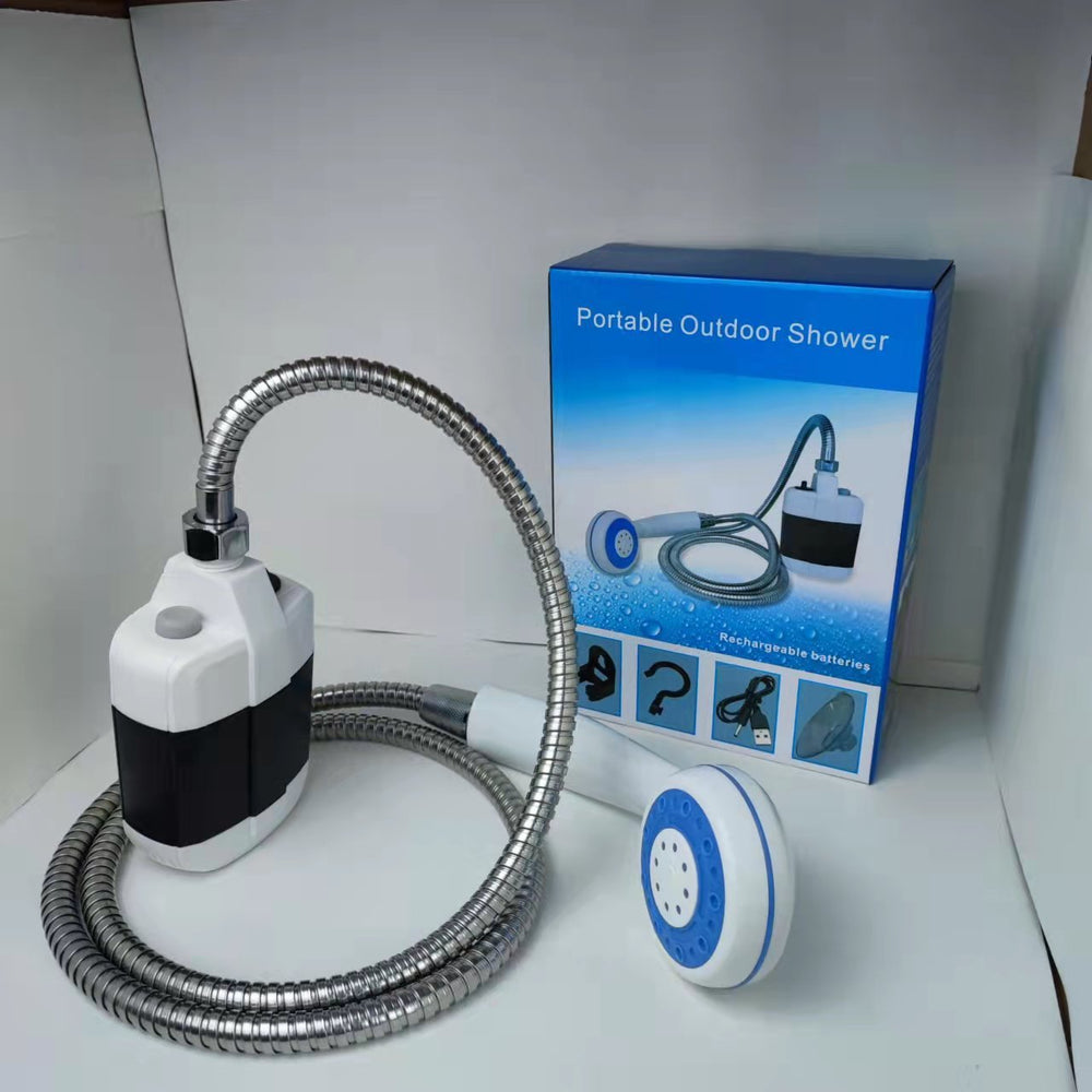 Portable USB Camping Shower – Rechargeable 2200mAh Pump, 4-5L/Min Flow & One-Button Control