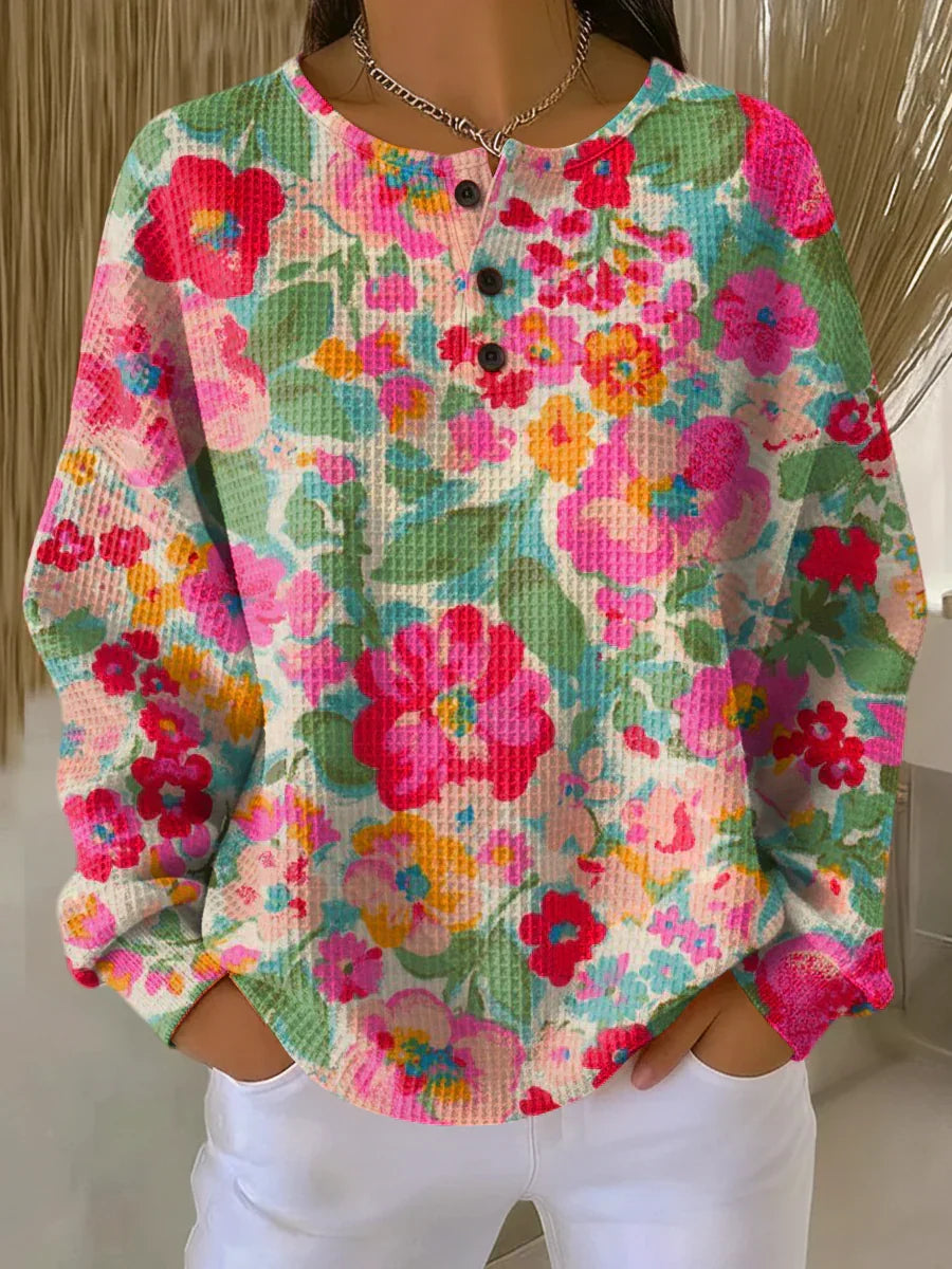 Maja Soft Floral Sweater - Cozy Knit Pullover with Colorful Flower Design