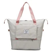 Foldable Travel Duffel Bag – Wet Compartment, 20-35L Capacity & Trolley Strap