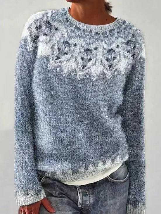SILVIA Retro Knit Pullover Sweater - Vintage Style, Cozy Fit, Perfect for Fall & Winter