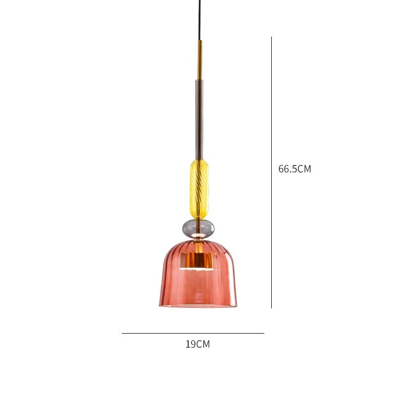 Glass Pendant Light – Colored Shade, E27 Socket & Adjustable 120cm Cord