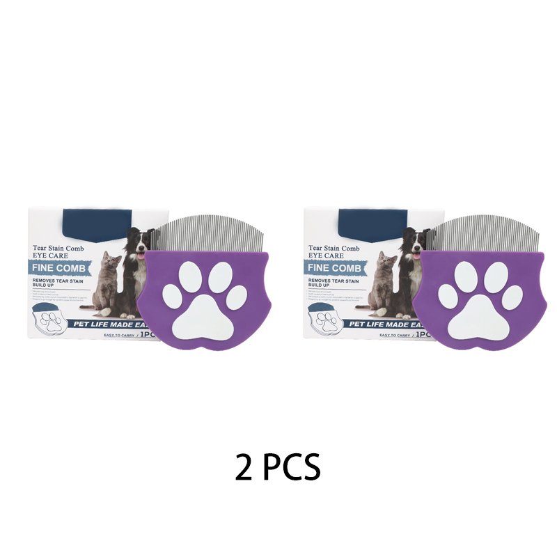 Pet Grooming Comb – Fine Metal Teeth, Ergonomic Paw Handle & Multi-Color