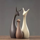 Ceramic Deer Figurine Set – Handcrafted, Modern Minimalist & 3-Piece Home Decor