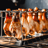 Stainless Steel Chicken Leg Grill Rack – 14 Slots, Drip Pan & Foldable