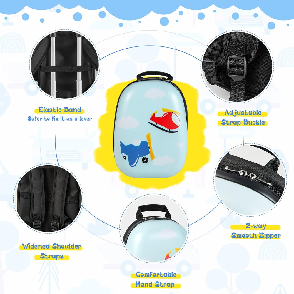 Kids' 2-Piece Hard-Shell Luggage Set with Helicopter Design & 360° Spinner Wheels - Includes Matching Backpack