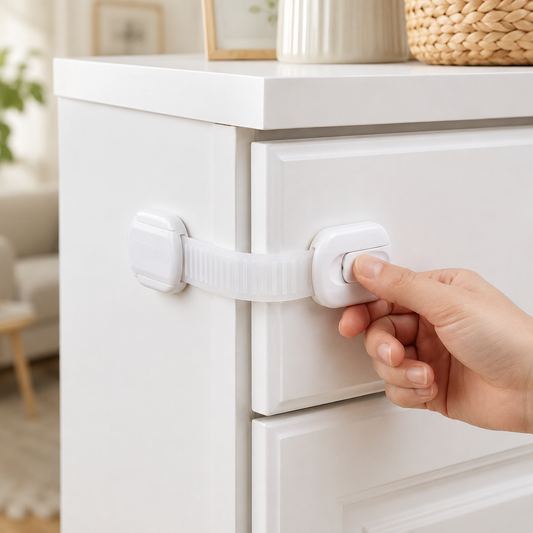 Cabinet Locks – Baby Proof, No-Drill Adhesive Straps & Child Safety