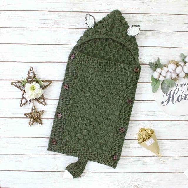 Handcrafted Knitted Baby Sleep Sack with Ears and Tail - Cozy & Adorable Infant Sleepwear