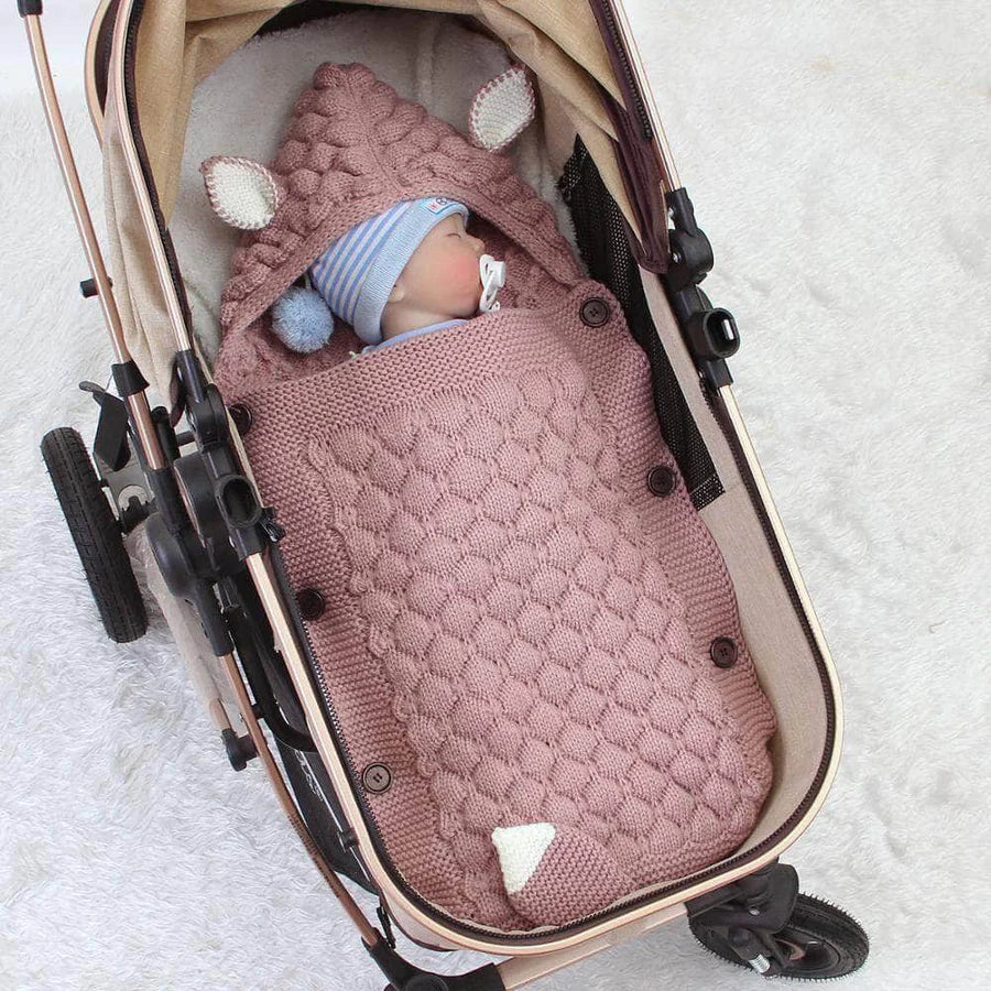 Handcrafted Knitted Baby Sleep Sack with Ears and Tail - Cozy & Adorable Infant Sleepwear
