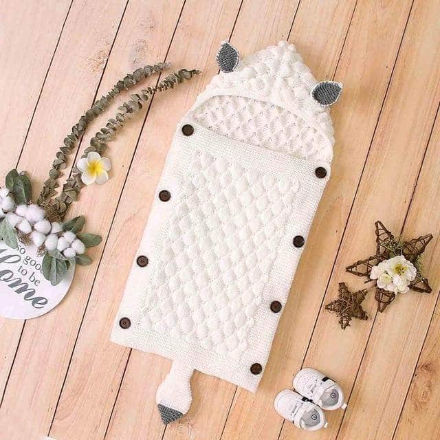 Handcrafted Knitted Baby Sleep Sack with Ears and Tail - Cozy & Adorable Infant Sleepwear